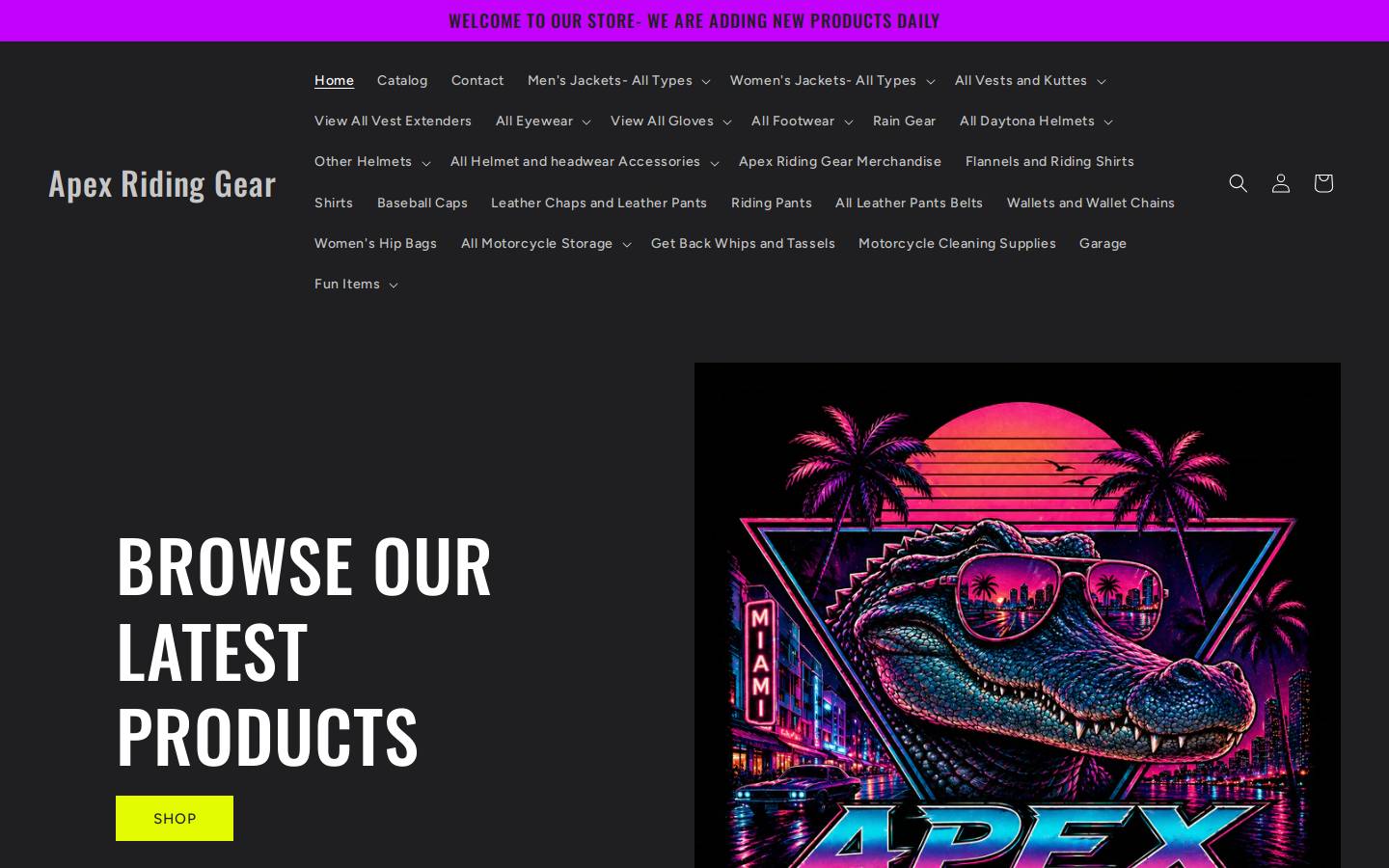 apexridinggear.com homepage screenshot