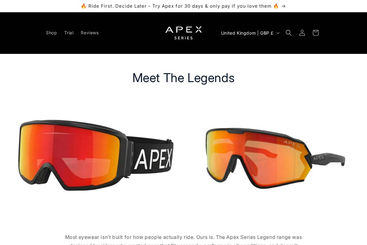 Apex Series homepage screenshot