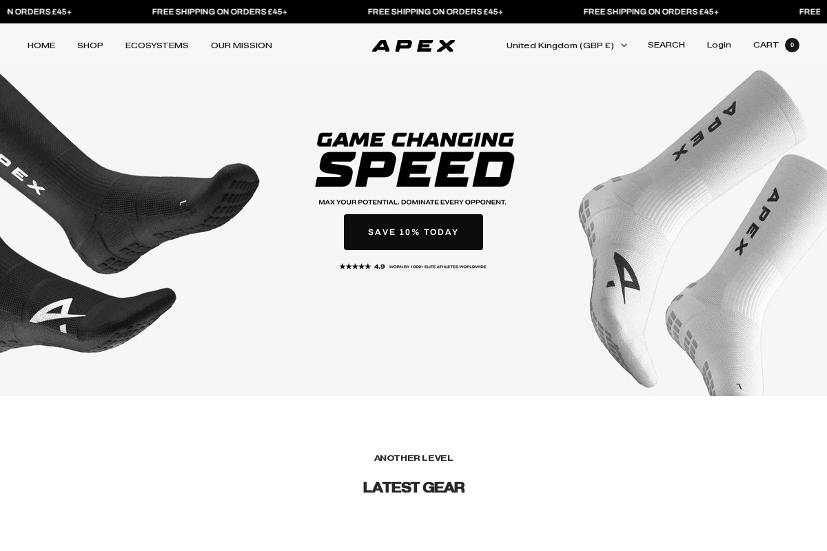 Apex homepage screenshot