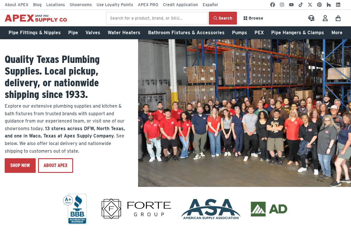 Apexsupplyco homepage screenshot