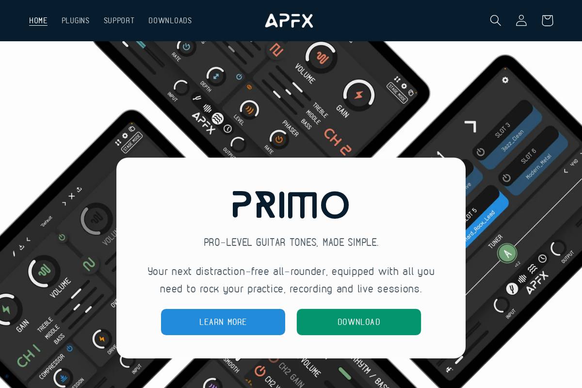 apfxaudio.com homepage screenshot