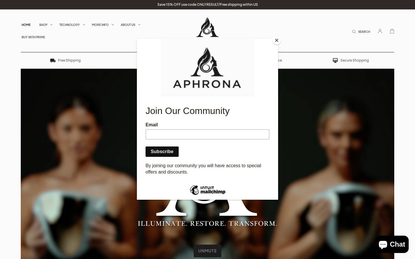 aphronabeauty.com homepage screenshot