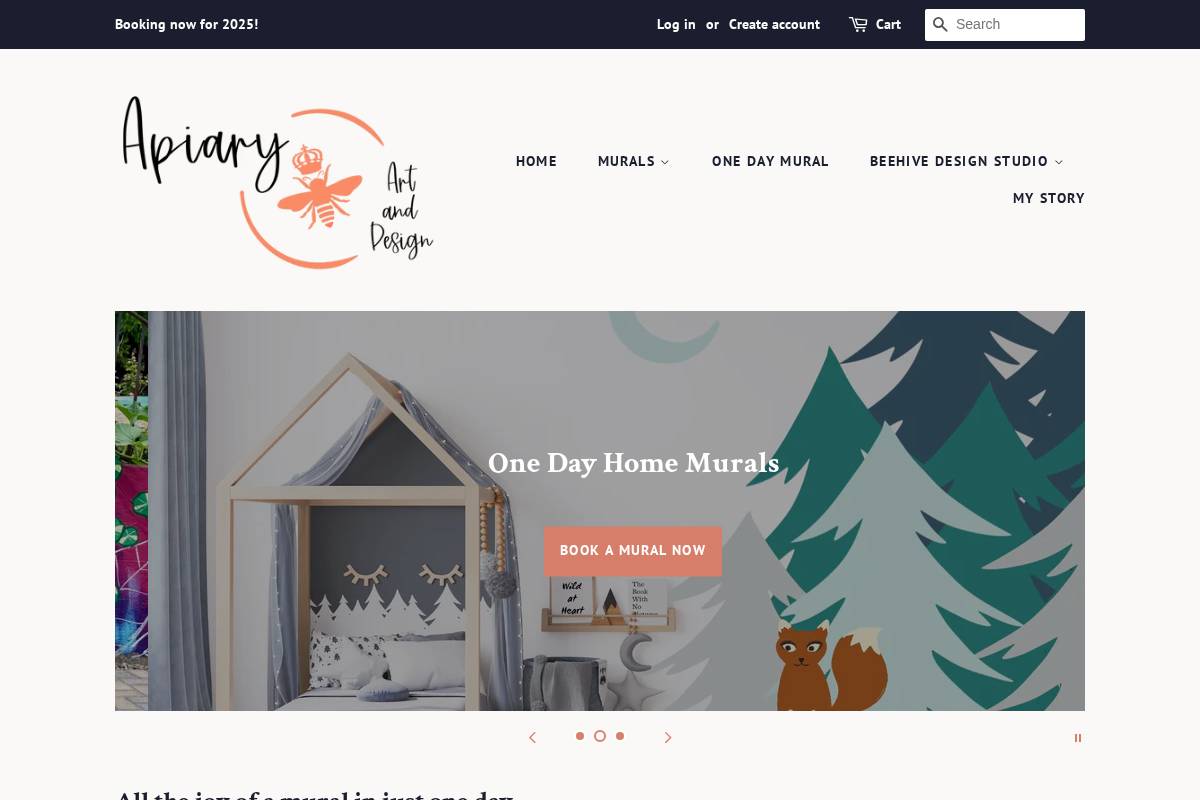 apiaryartanddesign.com homepage screenshot