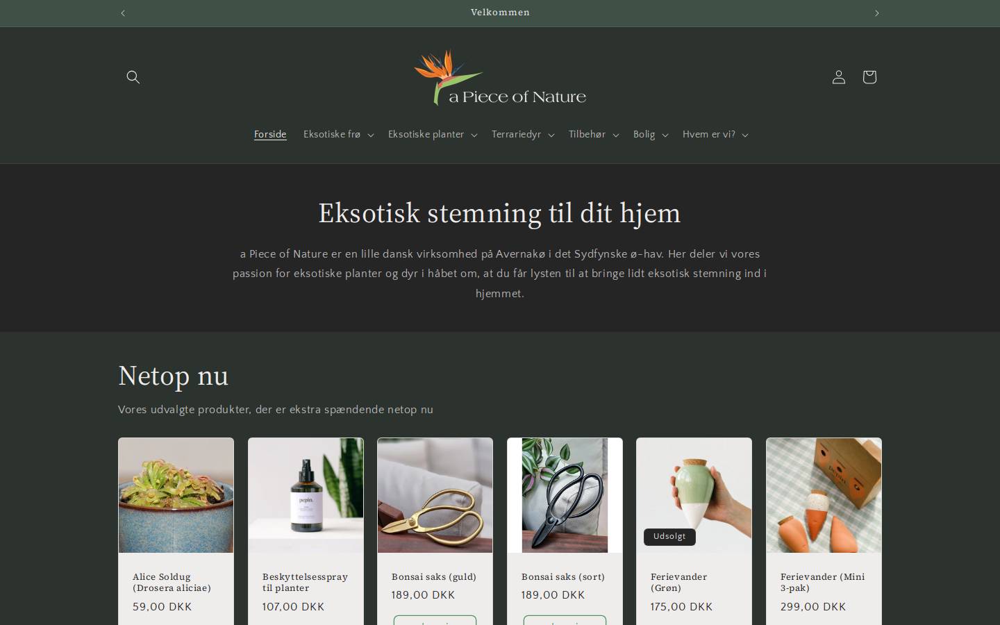 a Piece of Nature homepage screenshot