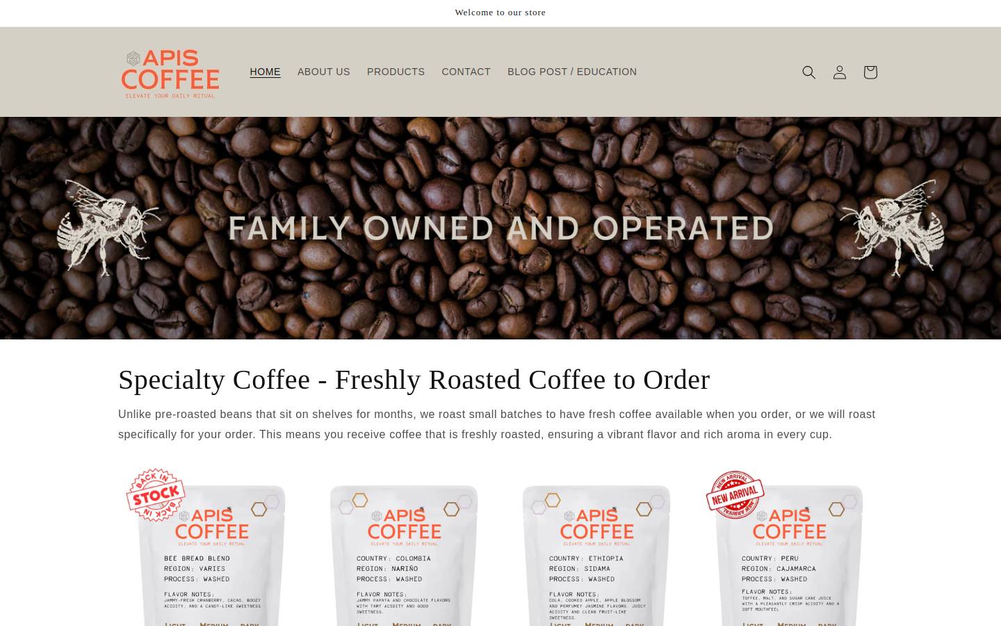 apiscoffee.com homepage screenshot