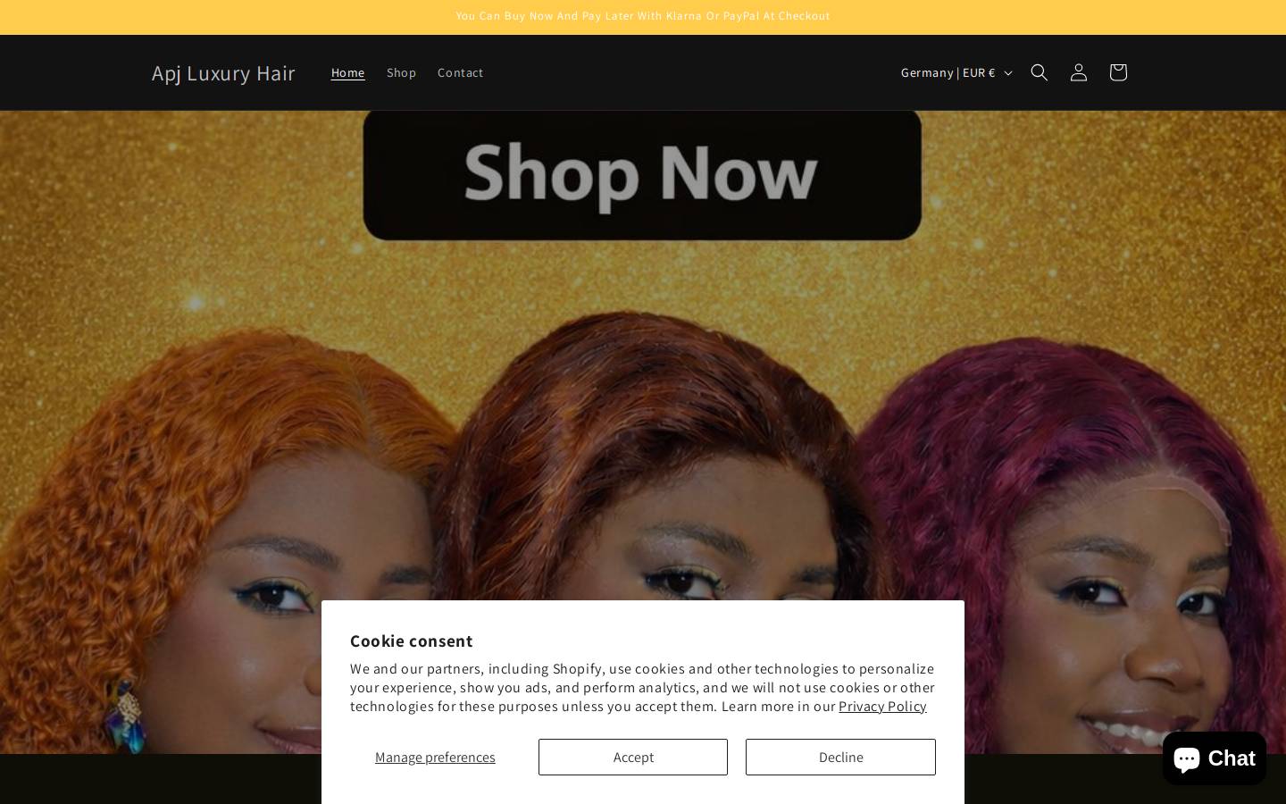 apjluxuryhair.com homepage screenshot