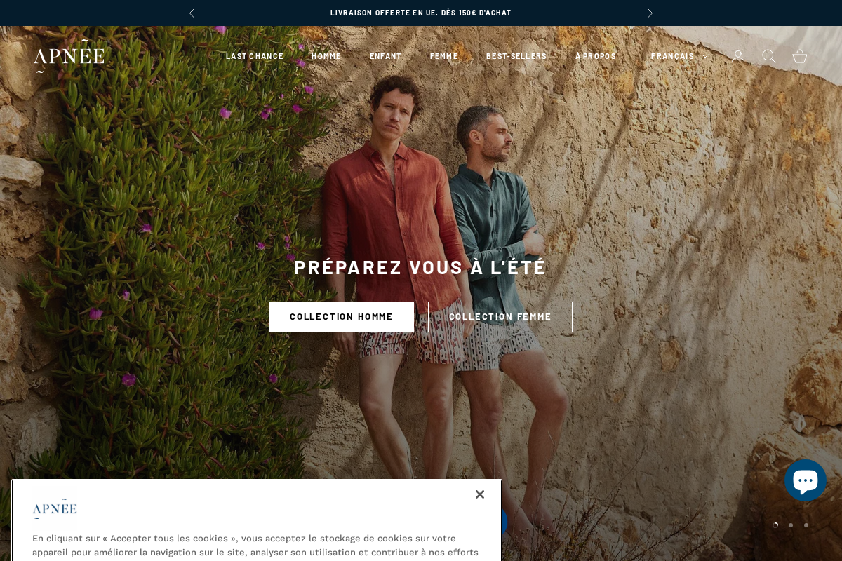 Apneeswimwear homepage screenshot