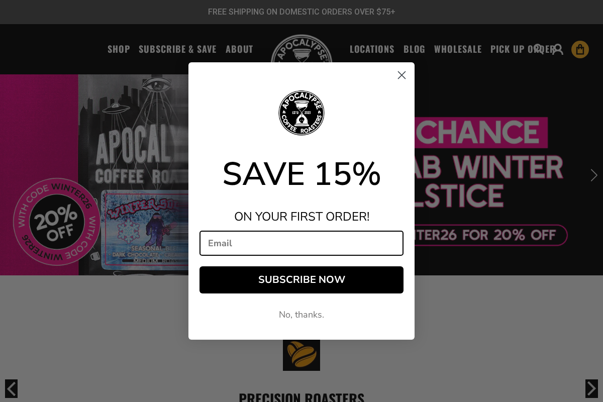 apocalypsecoffee.com homepage screenshot