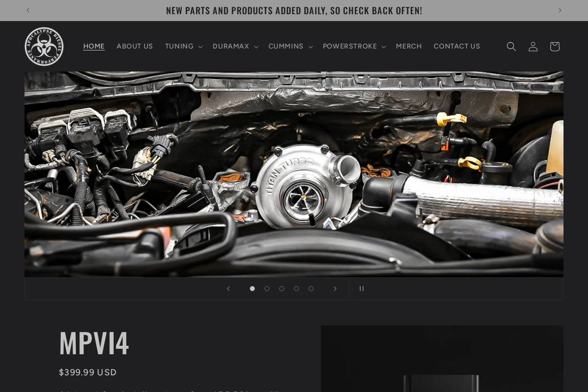 apocalypsediesel.com homepage screenshot