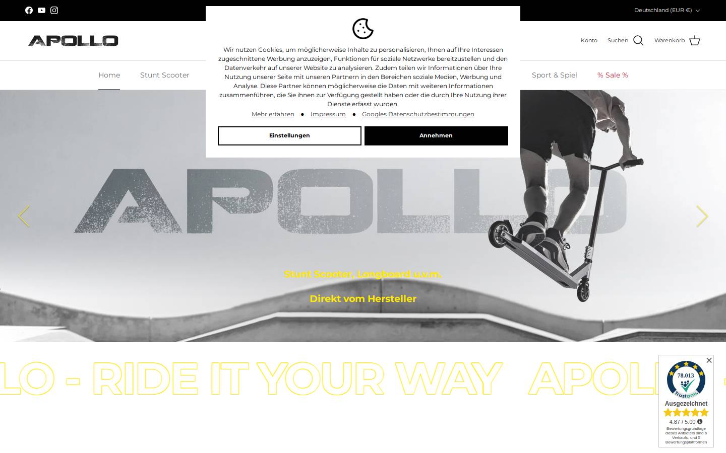 apollo-funsport.com homepage screenshot