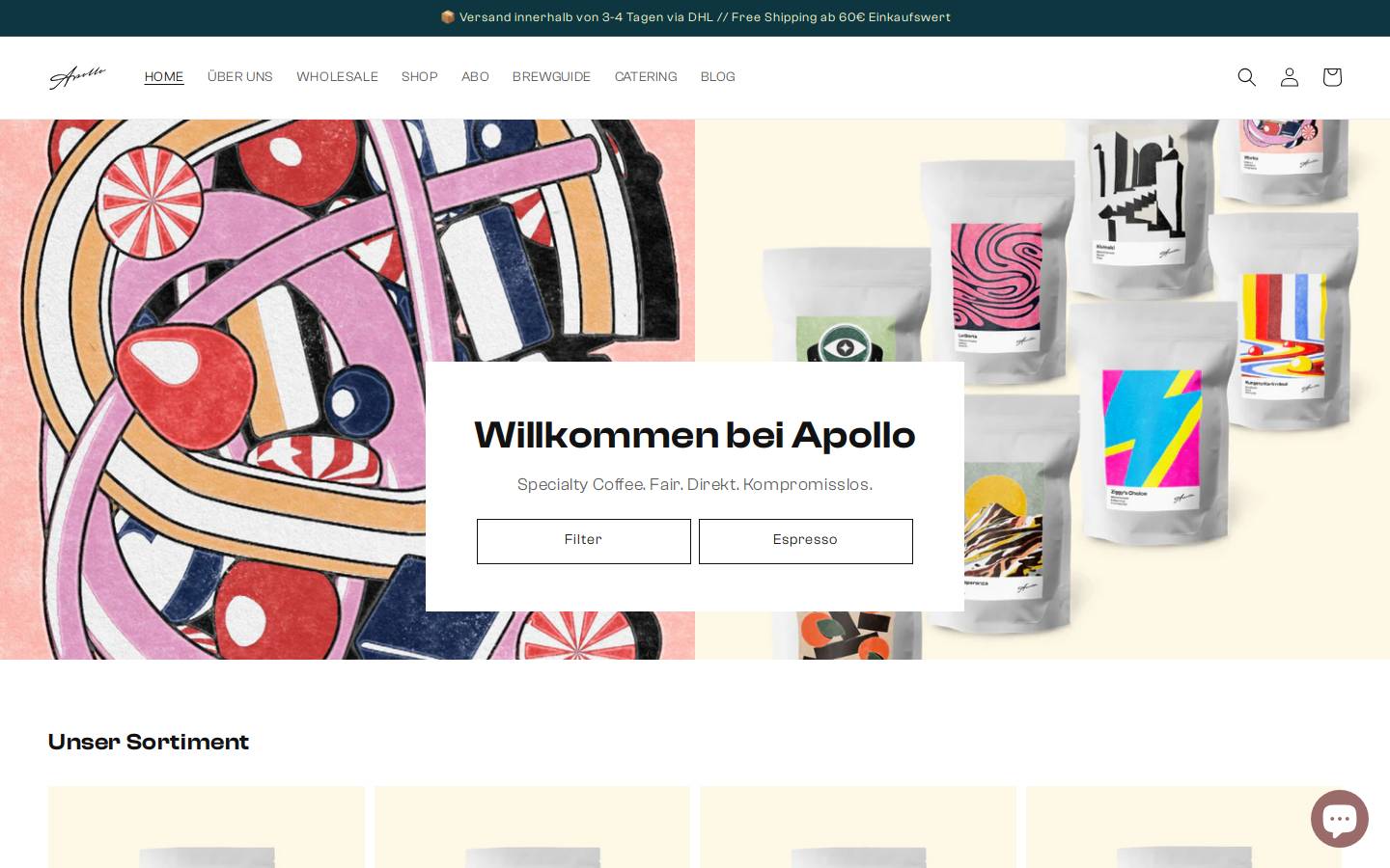 apollocoffee.co homepage screenshot