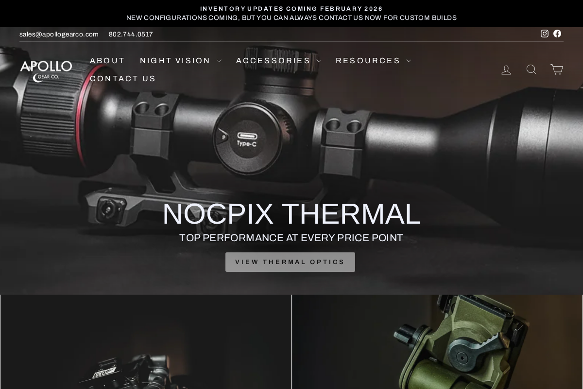 Apollo Gear Co. homepage screenshot