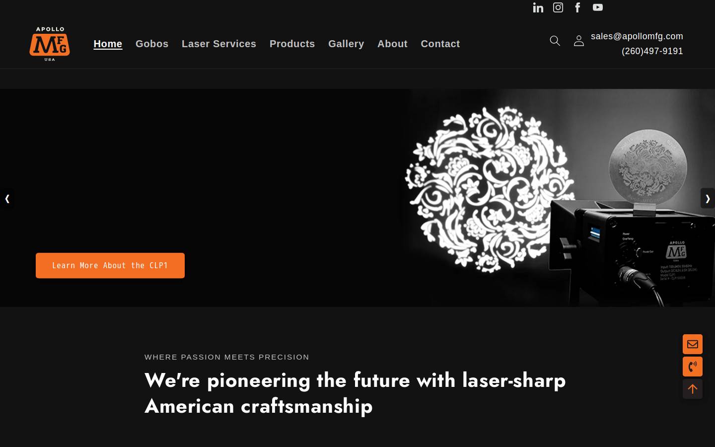 apollomfg.com homepage screenshot