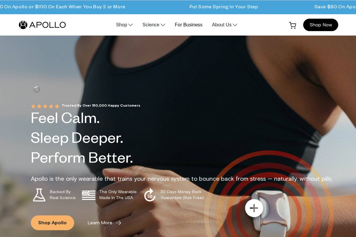 Apollo Neuro homepage screenshot