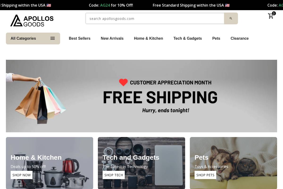 apollosgoods.com homepage screenshot