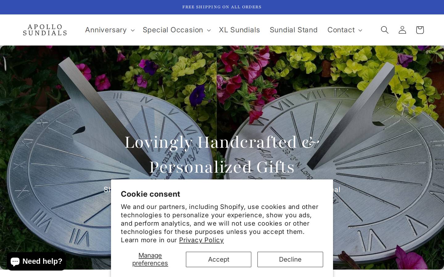 apollosundials.com homepage screenshot