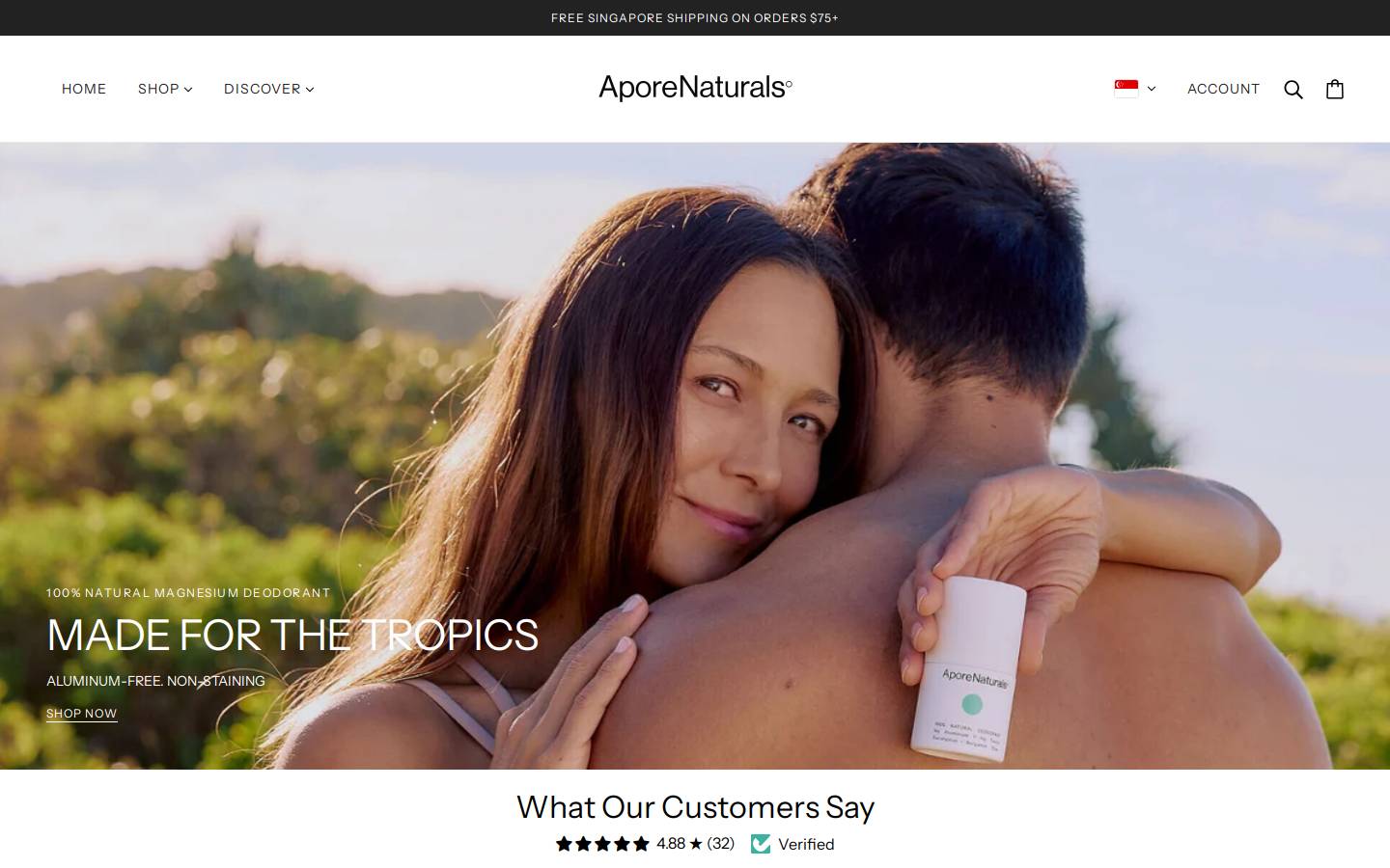 aporenaturals.com homepage screenshot