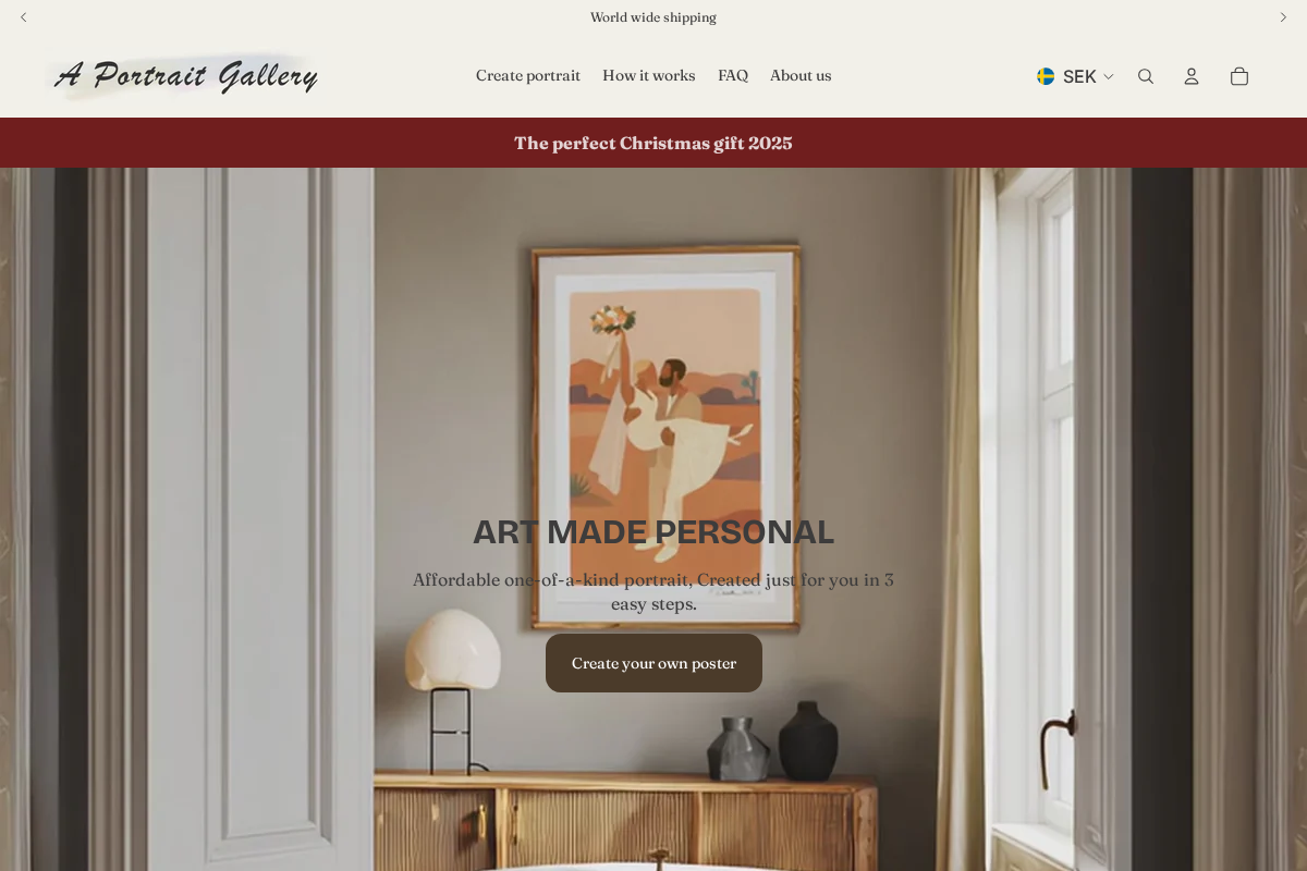 A Portrait Gallery homepage screenshot