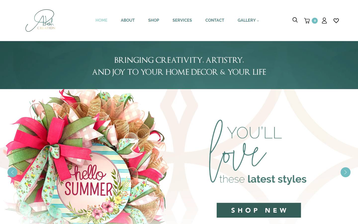 aposhcreation.com homepage screenshot