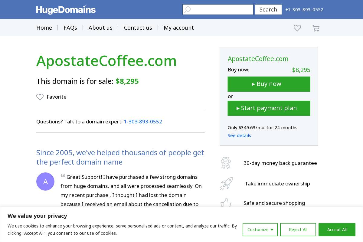Apostate Coffee homepage screenshot
