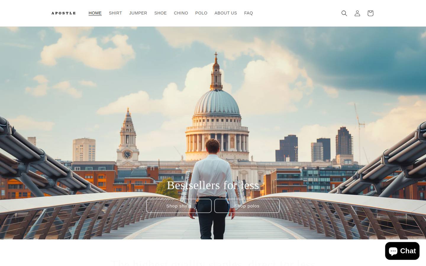 apostleshirts.com homepage screenshot