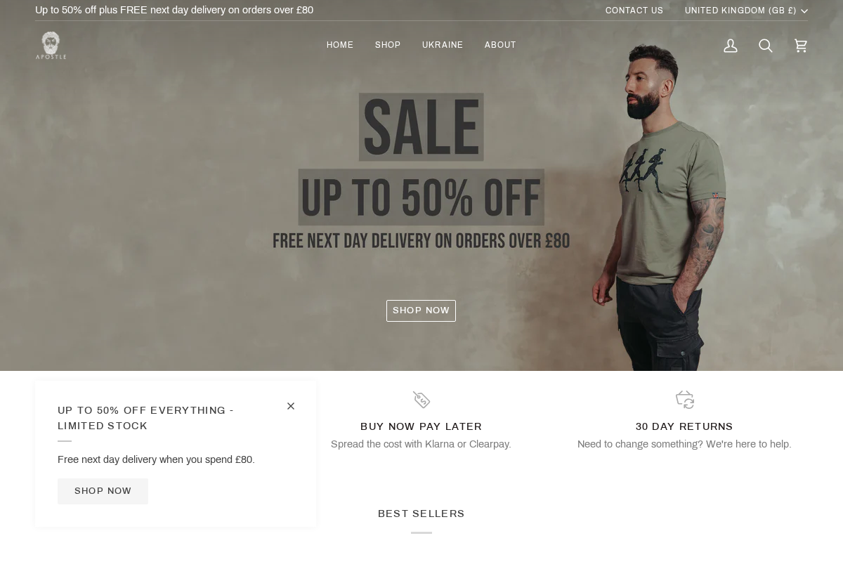 Apostle Tactical homepage screenshot