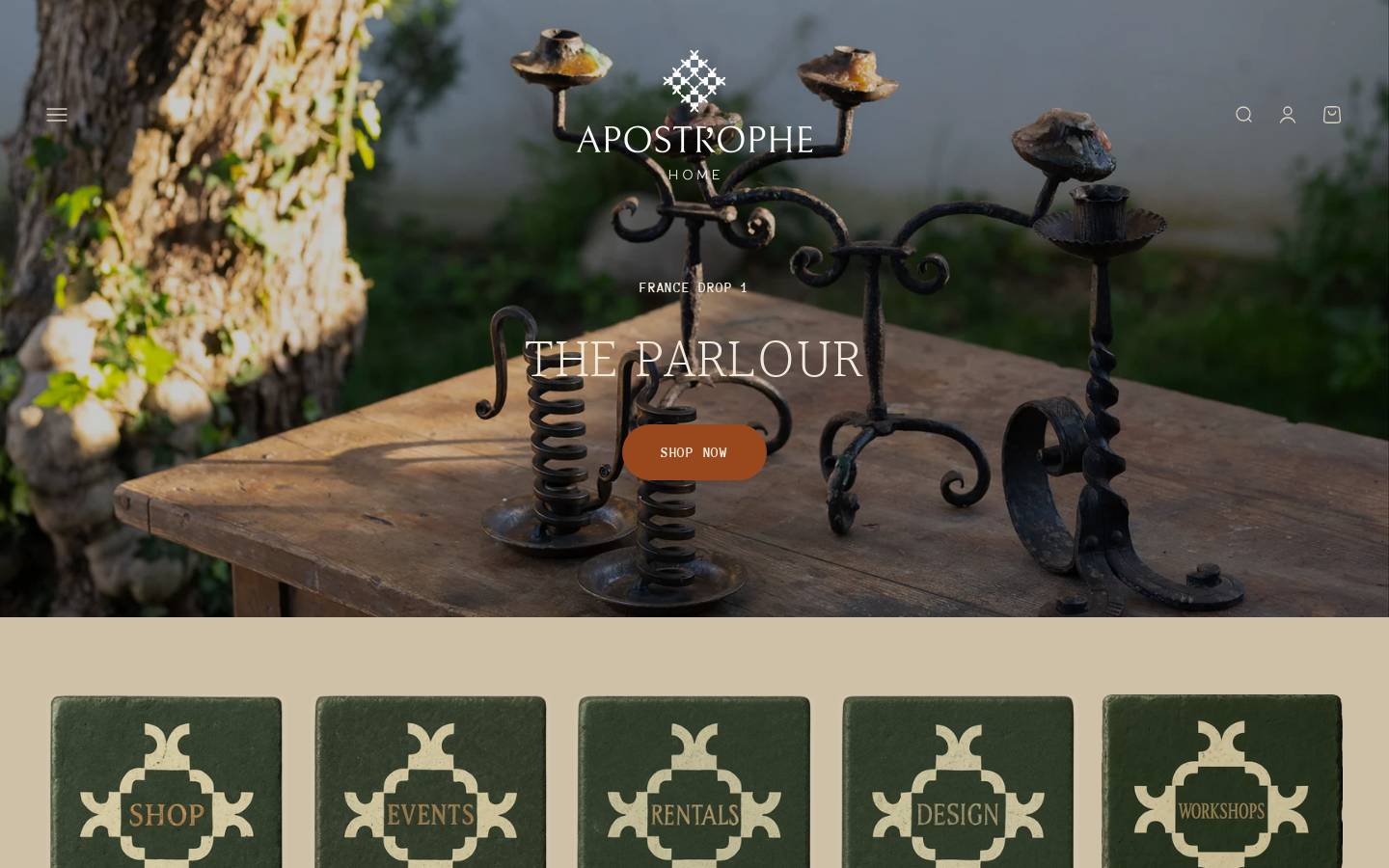 apostrophehome.com homepage screenshot