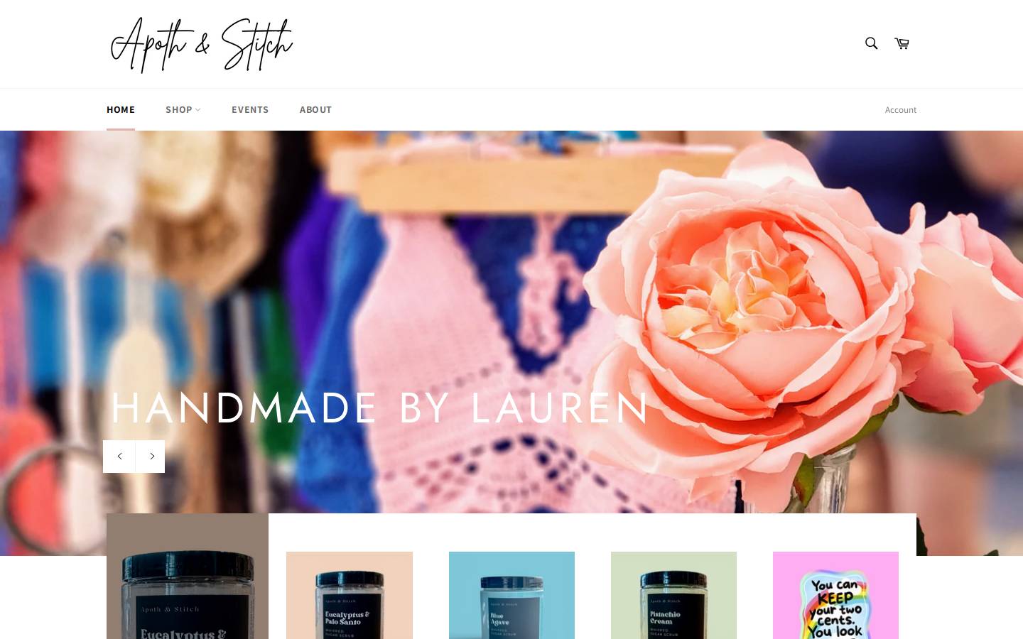 apothandstitch.com homepage screenshot