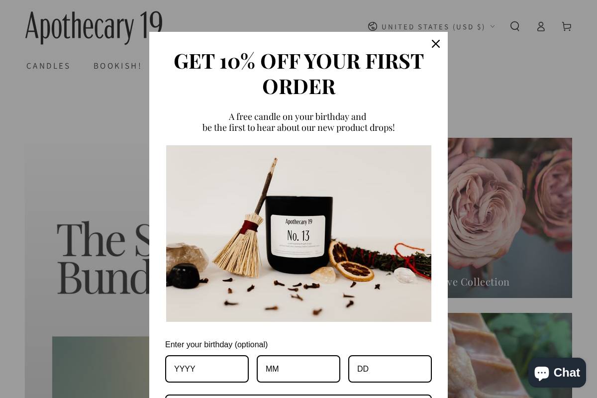 apothecary19.com homepage screenshot