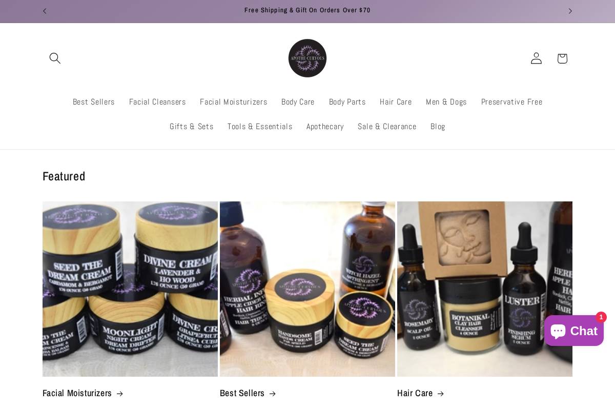 apothecuryous.com homepage screenshot