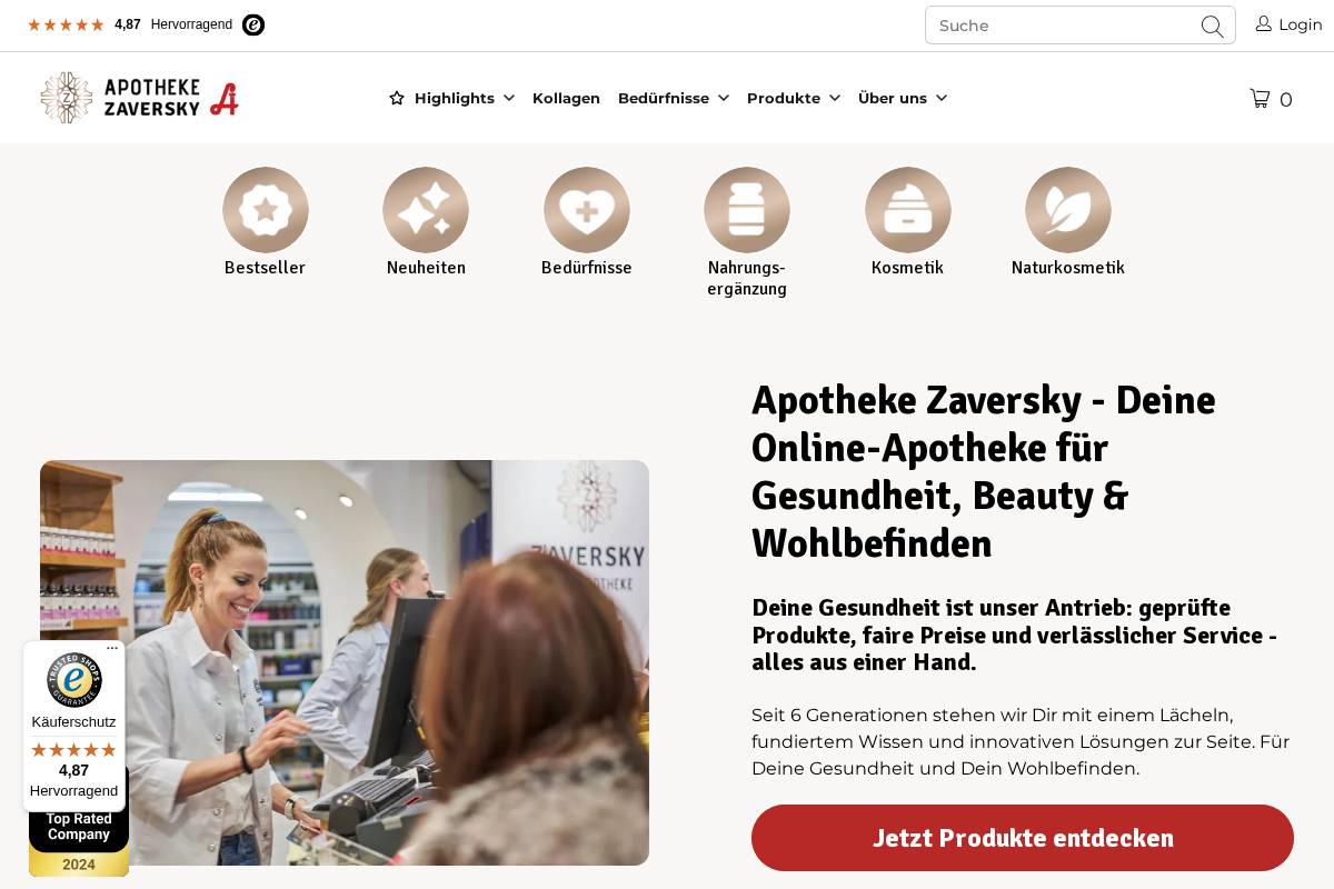 Apotheke Zaversky homepage screenshot