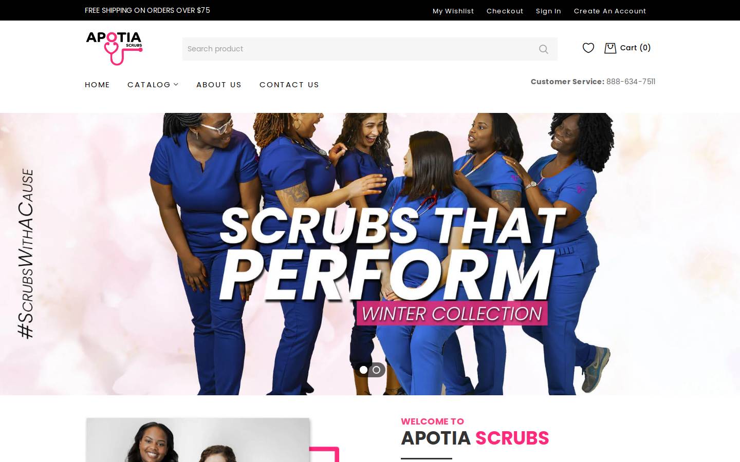 apotiascrubs.com homepage screenshot