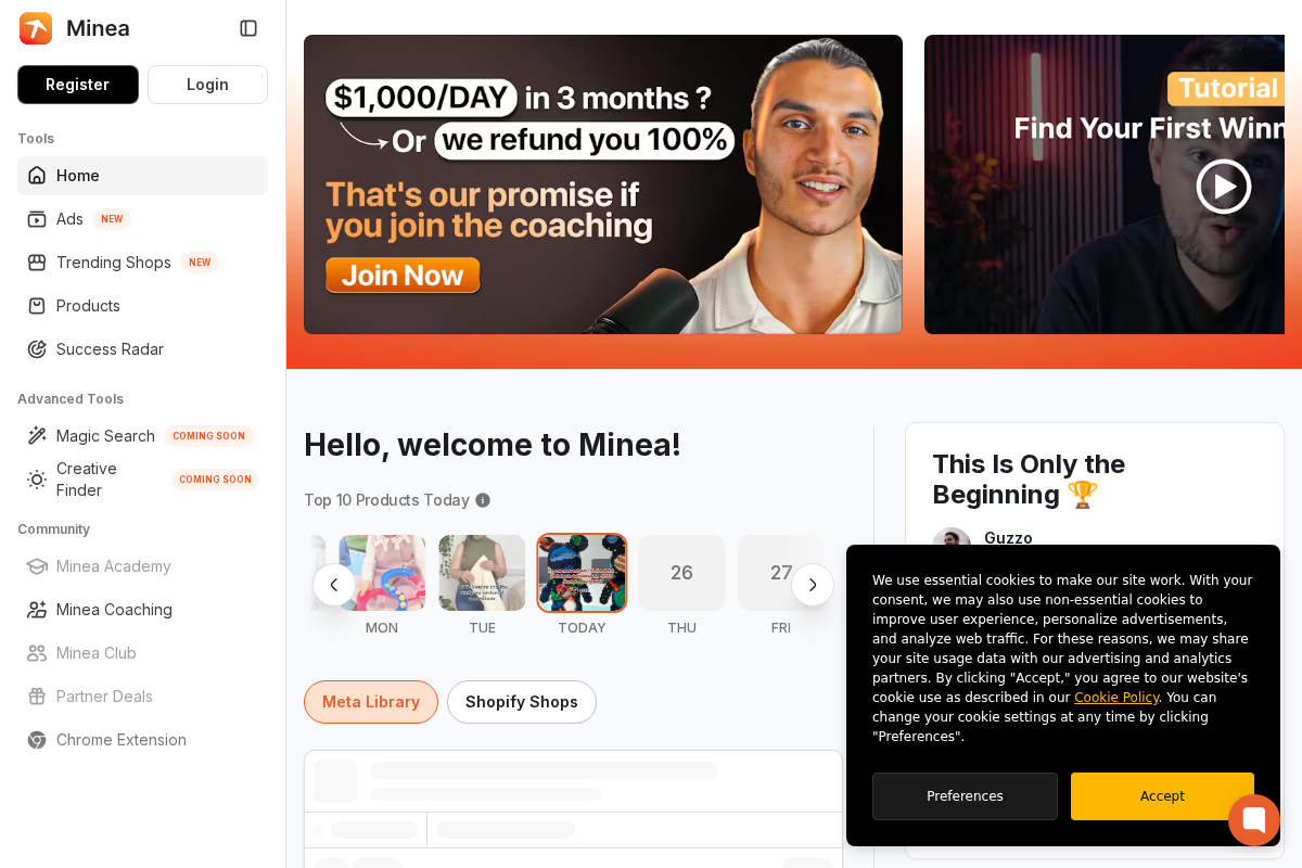 app.minea.com homepage screenshot