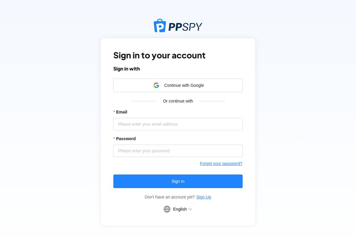 App Ppspy homepage screenshot