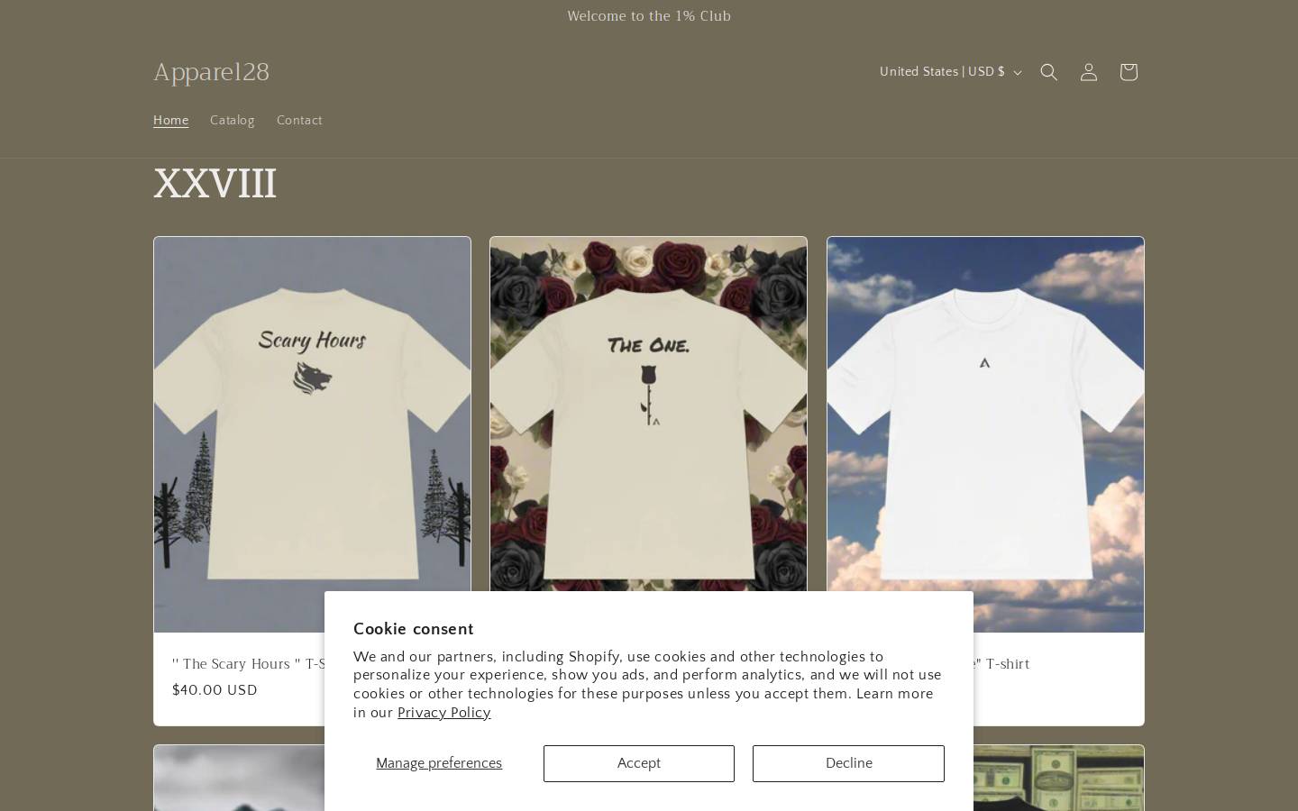 apparel28.com homepage screenshot