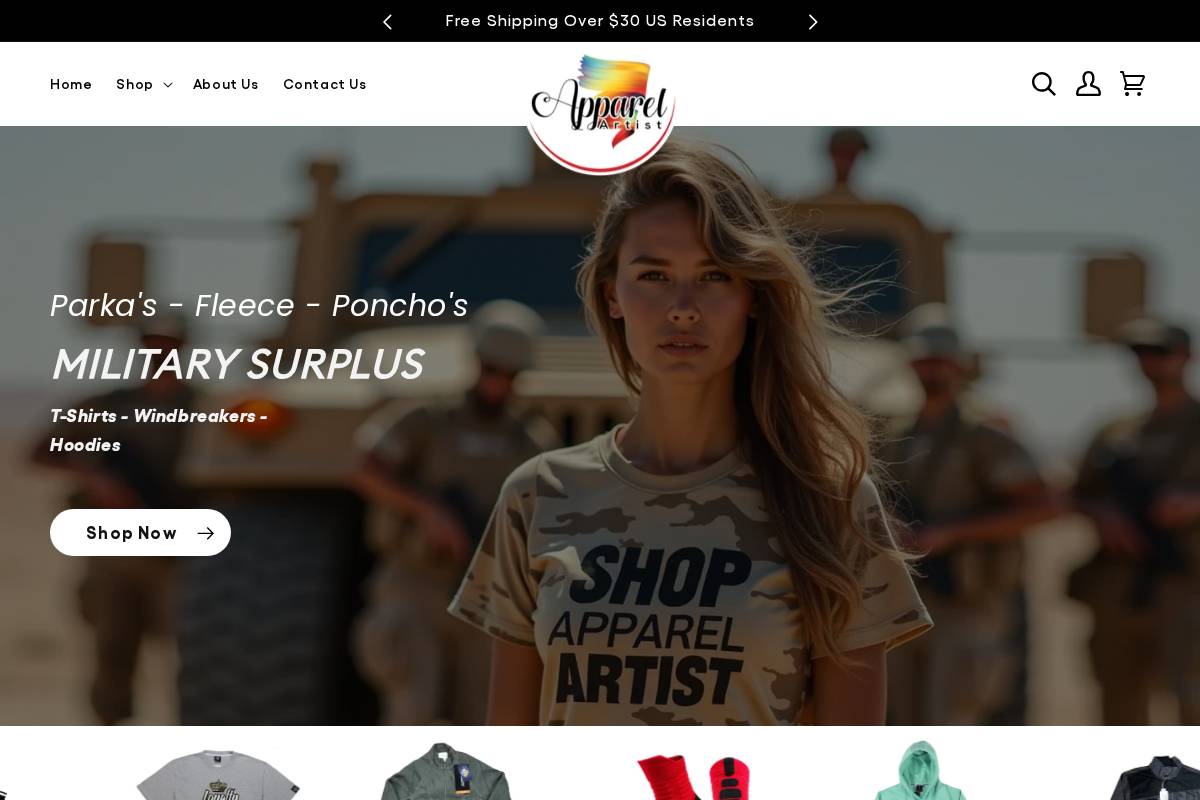 apparelartist.com homepage screenshot