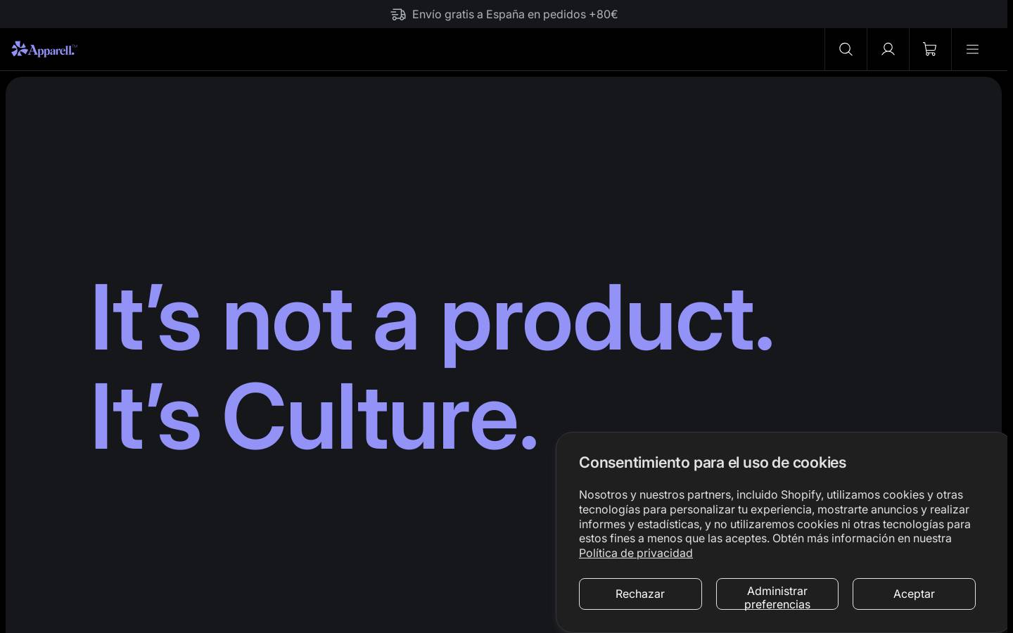 Apparell homepage screenshot