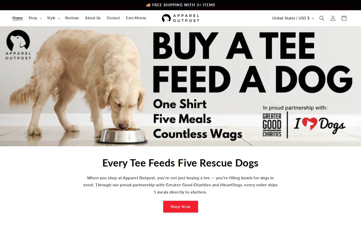 appareloutpost.com homepage screenshot