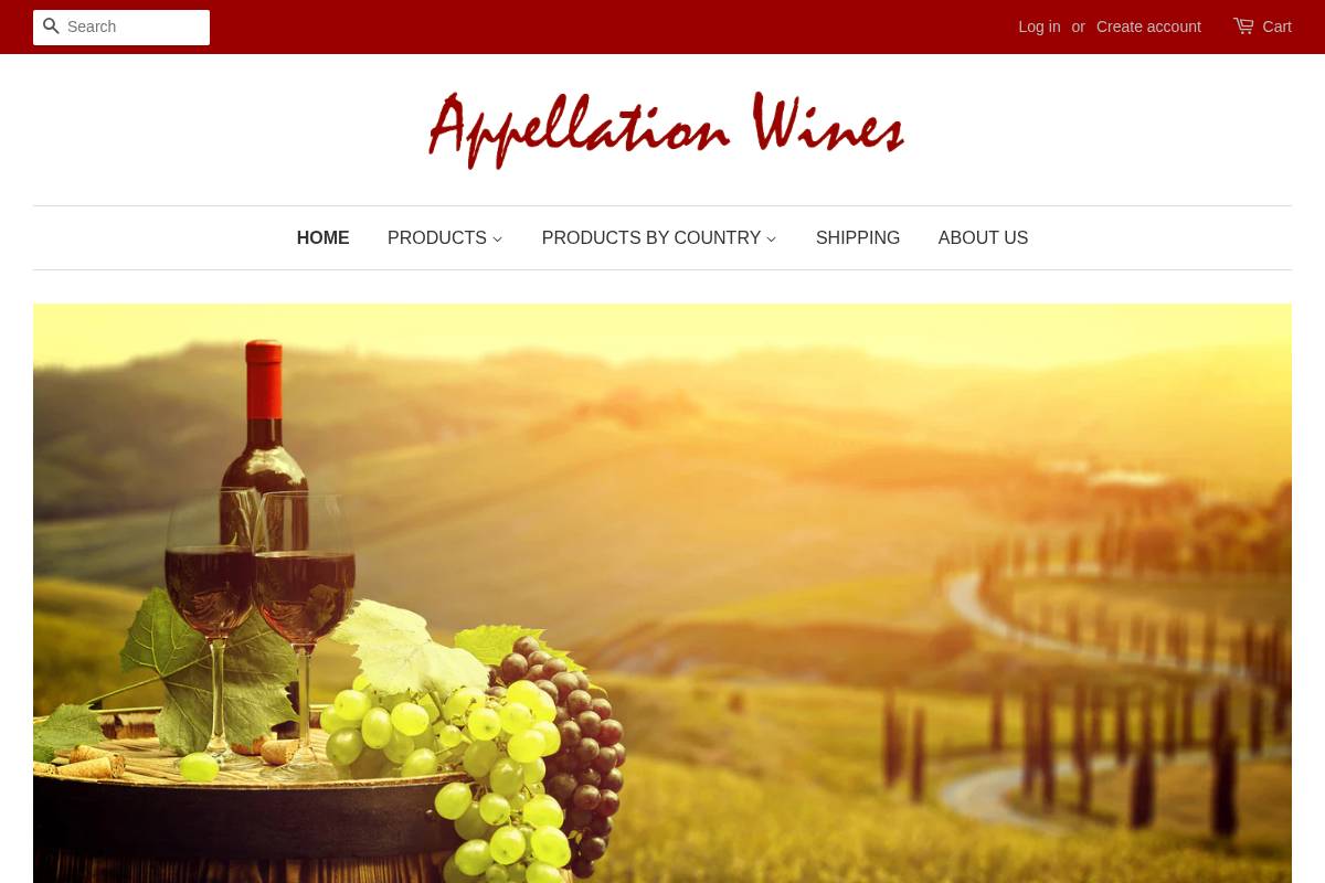 appellationwines.ca homepage screenshot