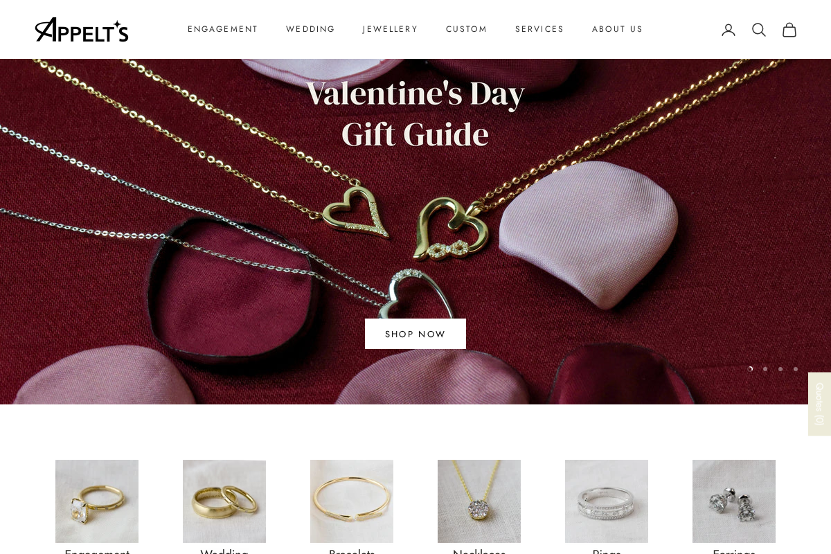 Appelt's Diamonds homepage screenshot