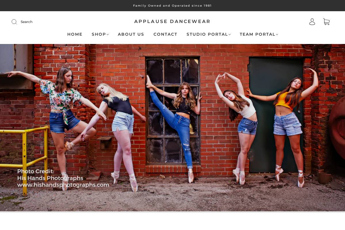 applausedancewear.net homepage screenshot