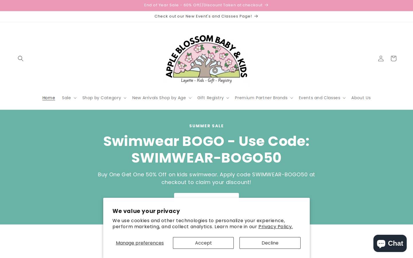 appleblossombabyanddecor.com homepage screenshot