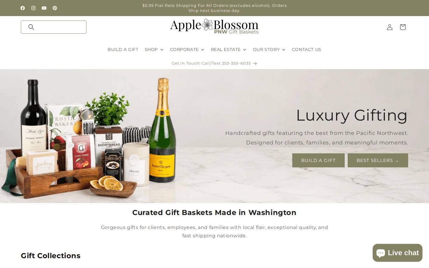 appleblossomgiftbaskets.com homepage screenshot