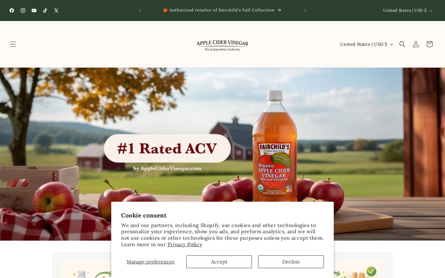 applecidervinegar.com homepage screenshot