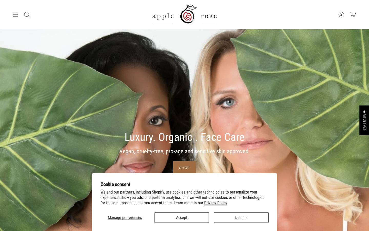 applerosebeauty.com homepage screenshot