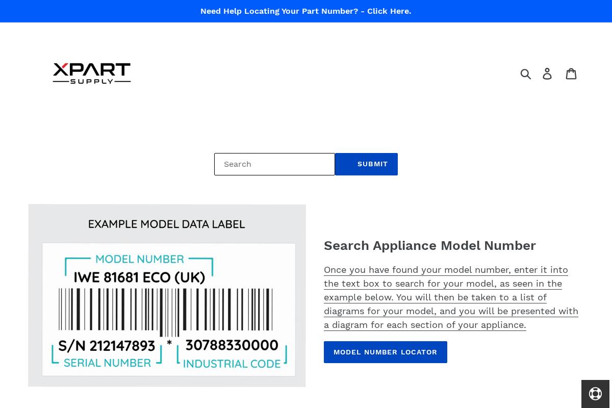 appliancediagrams.com homepage screenshot