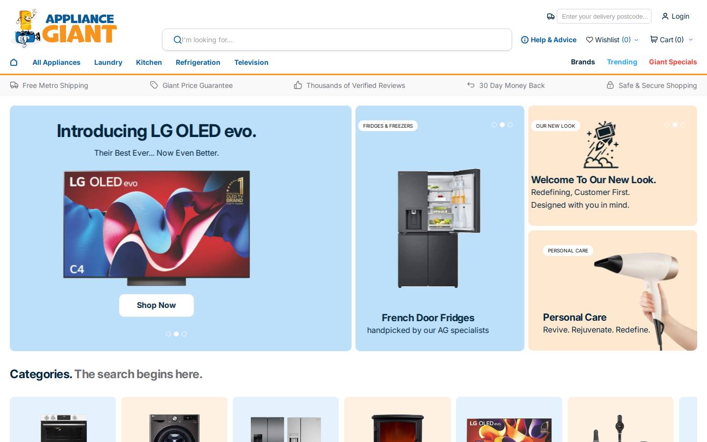 appliancegiant.com.au homepage screenshot