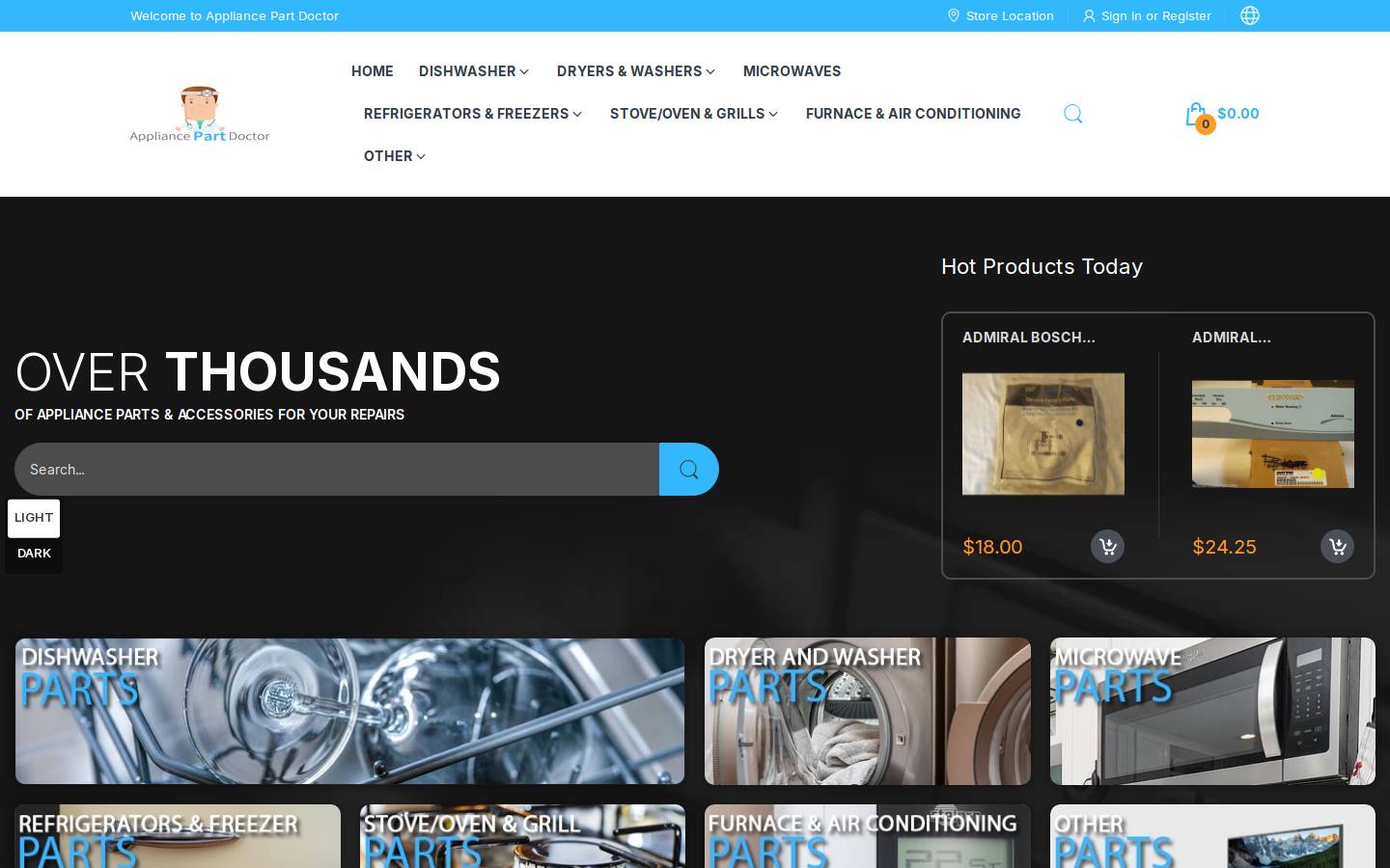 appliancepartdoctor.net homepage screenshot