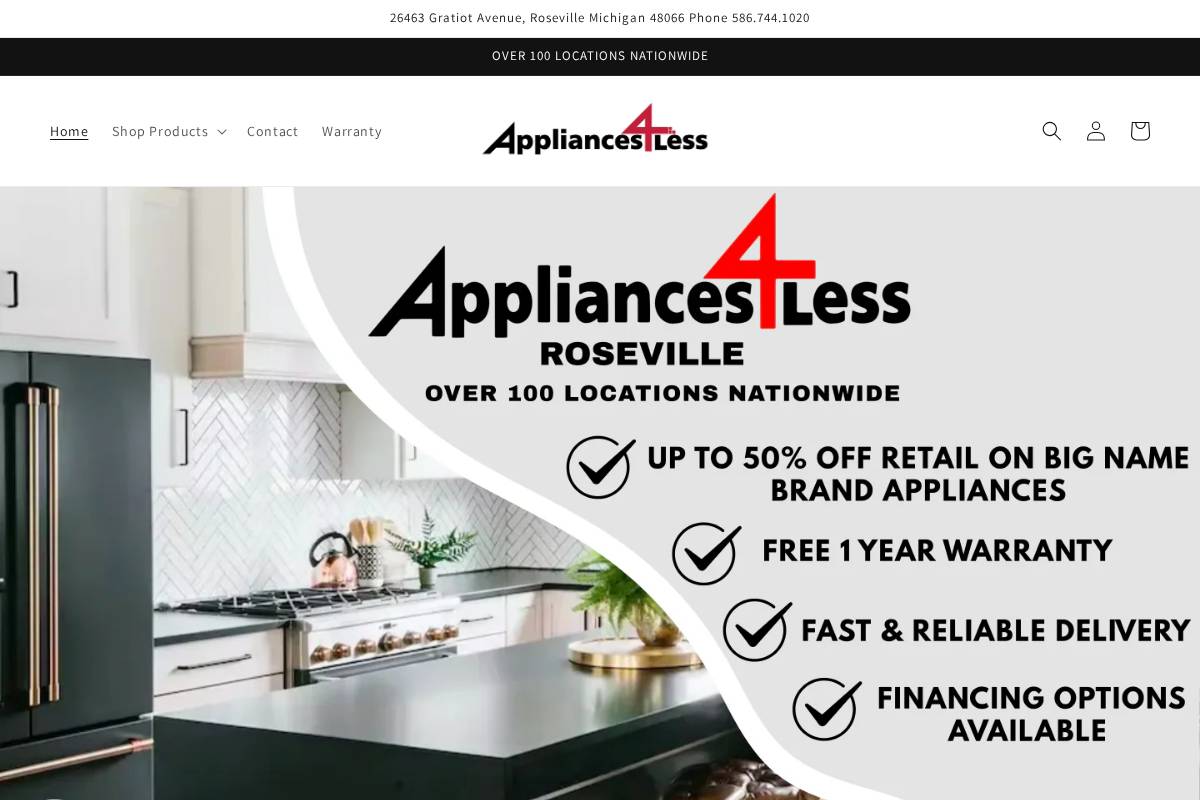 appliances4lessroseville.com homepage screenshot