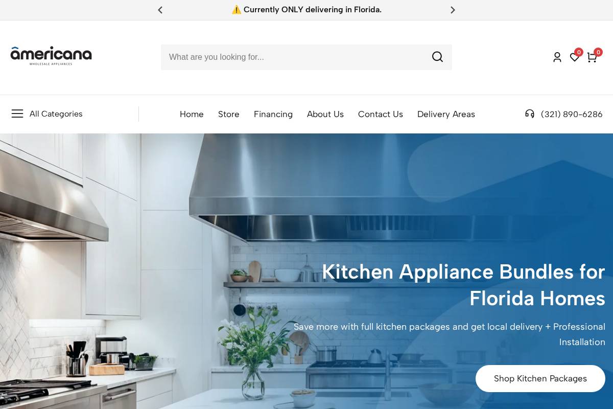 appliancesamericana.com homepage screenshot